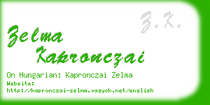zelma kapronczai business card